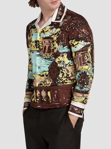 Versace Men's The Grotto Silk Twill Shirt | Thumbnail 4