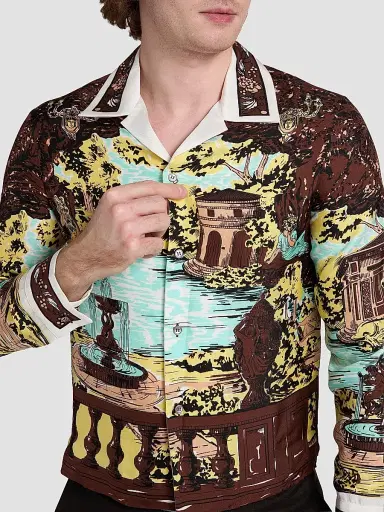 Versace Men's The Grotto Silk Twill Shirt | Thumbnail 6