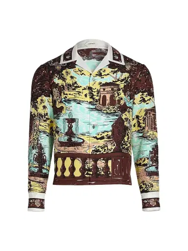 Versace Men's The Grotto Silk Twill Shirt | Thumbnail 1