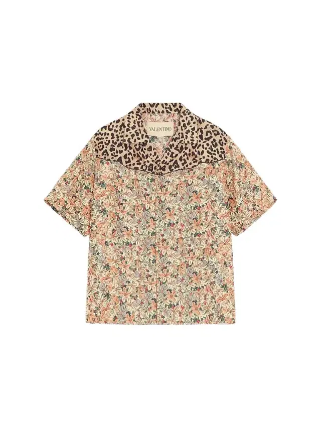 Valentino Men's Bowling Shirt in Silk Poplin and Papier Floral Prints