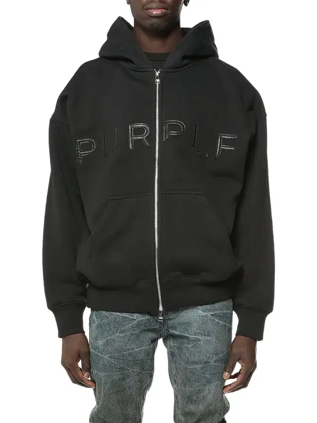 Purple Brand Men's Logo Cotton Fleece Zip-Front Hoodie