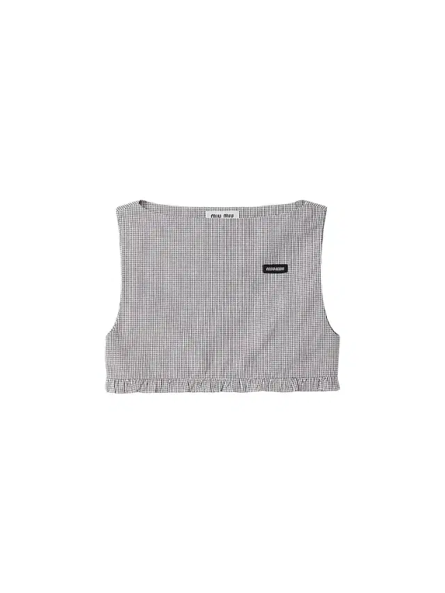 Miu Miu Women's Checked Poplin Crop Top