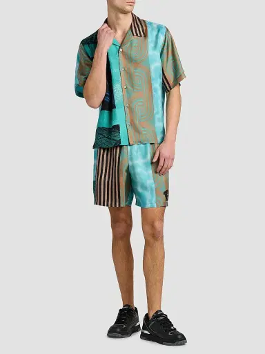 Versace Men's Printed Silk Camp Shirt | Thumbnail 2
