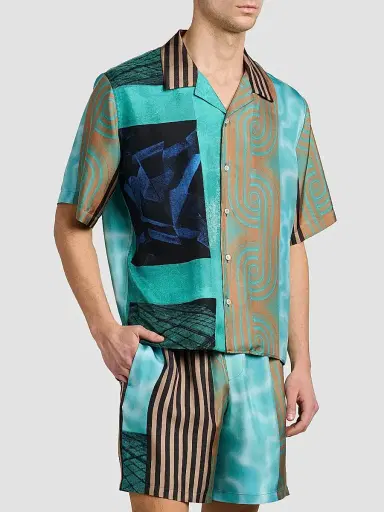 Versace Men's Printed Silk Camp Shirt | Thumbnail 4