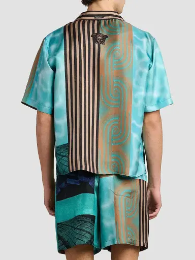 Versace Men's Printed Silk Camp Shirt | Thumbnail 5
