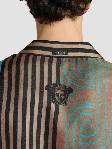 Versace Men's Printed Silk Camp Shirt | Thumbnail 6