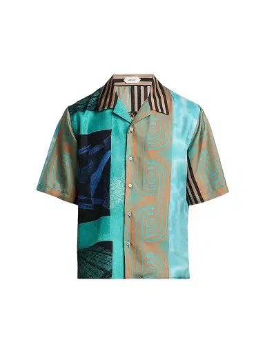 Versace Men's Printed Silk Camp Shirt | Thumbnail 1