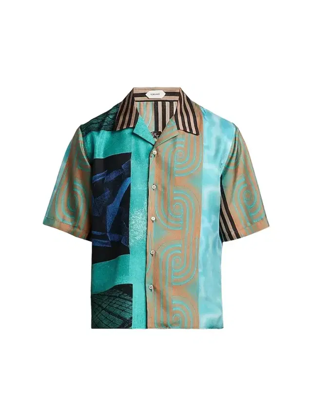 Versace Men's Printed Silk Camp Shirt