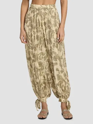 Hemant & Nandita Women's Printed Tie-Cuff Harem Pants | Thumbnail 3