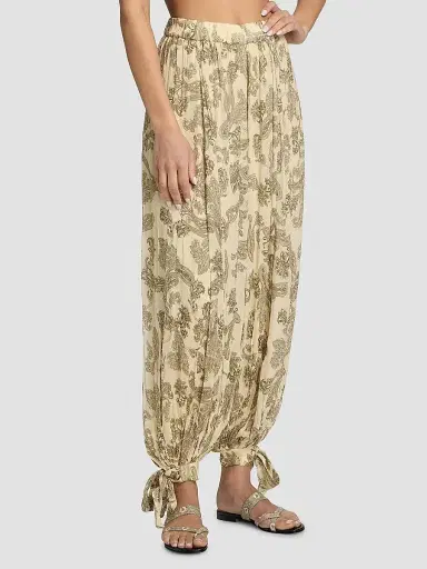 Hemant & Nandita Women's Printed Tie-Cuff Harem Pants | Thumbnail 4