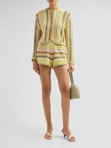 Zimmermann Women's Indra Stripe Crochet Cotton Shorts | Thumbnail 2