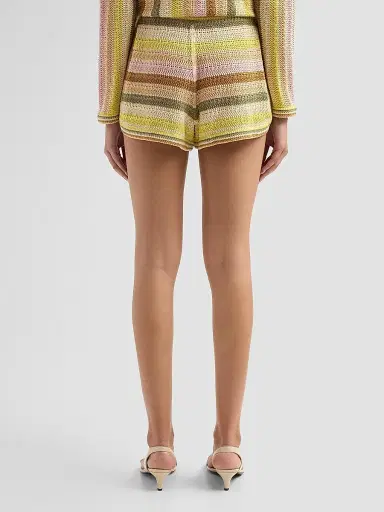 Zimmermann Women's Indra Stripe Crochet Cotton Shorts | Thumbnail 3