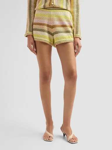 Zimmermann Women's Indra Stripe Crochet Cotton Shorts | Thumbnail 4