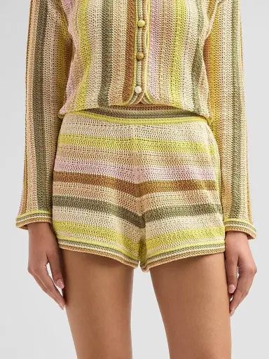 Zimmermann Women's Indra Stripe Crochet Cotton Shorts | Thumbnail 5