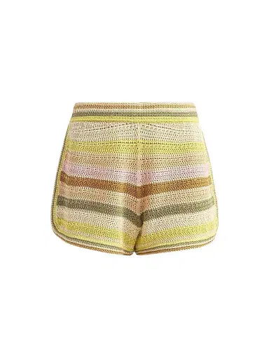 Zimmermann Women's Indra Stripe Crochet Cotton Shorts | Thumbnail 1
