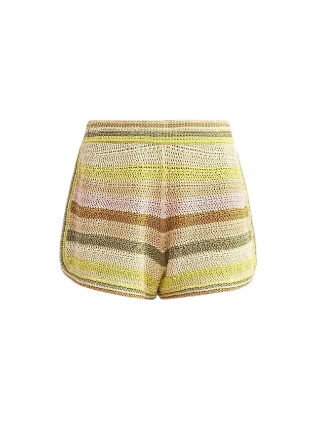 Women's Indra Stripe Crochet Cotton Shorts