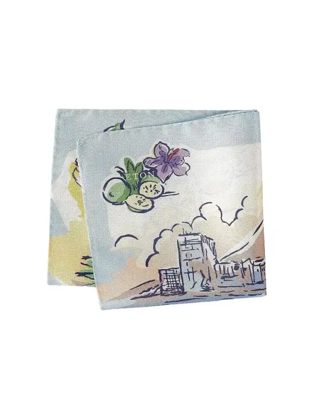 Eton Men's Painting Oxford Silk Pocket Square