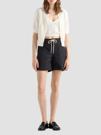 Prada Women's Short-Sleeved Openwork Cotton Cardigan | Thumbnail 2