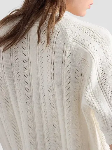 Prada Women's Short-Sleeved Openwork Cotton Cardigan | Thumbnail 4
