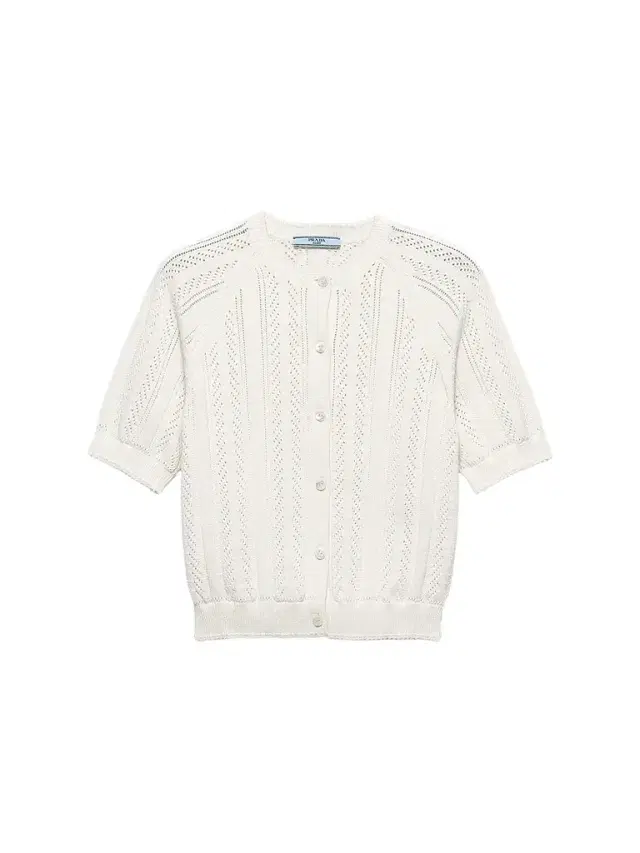 Prada Women's Short-Sleeved Openwork Cotton Cardigan