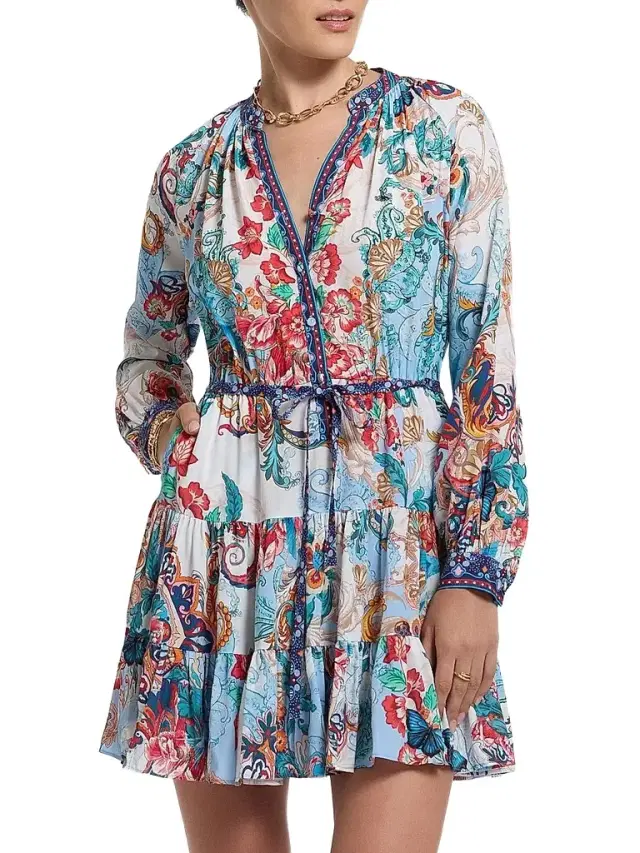 Women's Sydney Floral Silk-Blend Tie-Waist Minidress