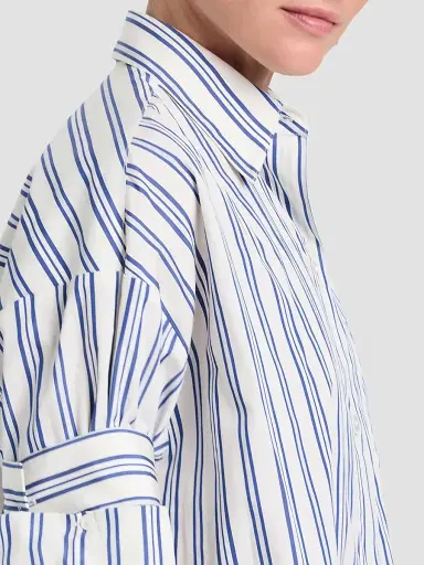 TWP Women's Next Ex Striped Cotton Crop Shirt | Thumbnail 4