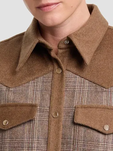 TWP Women's Lone Rider Glen Check Wool-Blend Shirt | Thumbnail 6