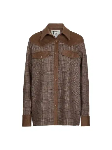 TWP Women's Lone Rider Glen Check Wool-Blend Shirt | Thumbnail 1