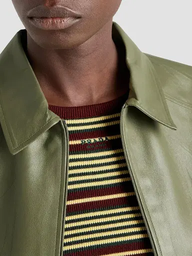 Prada Women's Short-Sleeved Striped Cotton Sweater | Thumbnail 5