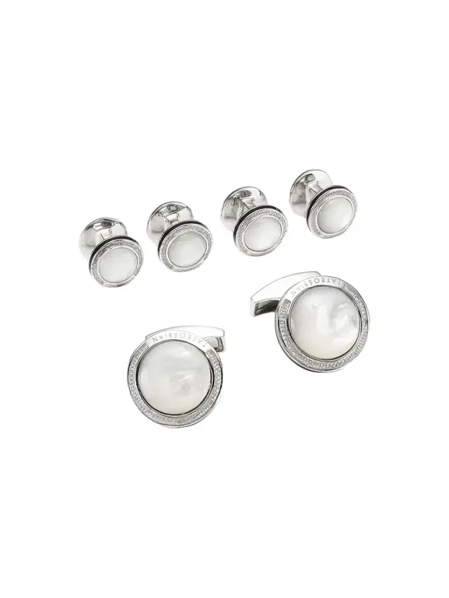 Tateossian Men's Six-Piece Round Shirt Studs and Cufflinks Set