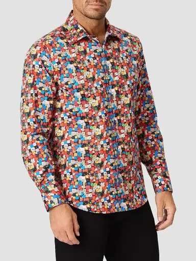 Robert Graham Men's Snake Eyes Dice-Print Stretch Cotton Shirt | Thumbnail 3
