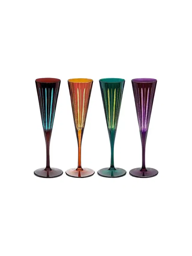 L'Objet Prism 4-Piece Glass Champagne Flute Set