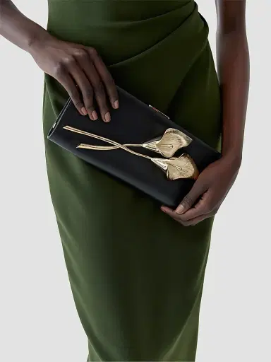 Carolina Herrera Women's Pats Calla Lily Leather Clutch | Thumbnail 2 Carolina Herrera Women's Pats Calla Lily Leather Clutch | Thumbnail 2