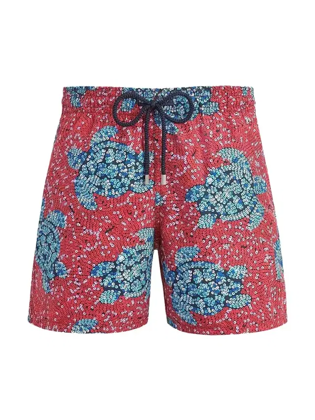 Vilebrequin Men's Turtle Sequin Trompe L'oeil Swim Trunks