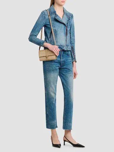 Tom Ford Women's Stonewashed Denim Biker Jacket | Thumbnail 2