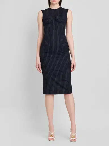 Dolce & Gabbana Women's Pinstriped Stretch-Virgin Wool Bustier Dress | Thumbnail 2