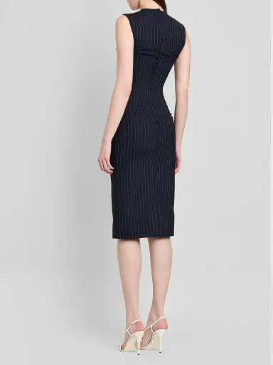 Dolce & Gabbana Women's Pinstriped Stretch-Virgin Wool Bustier Dress | Thumbnail 3
