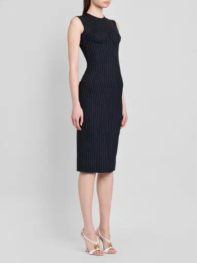 Dolce & Gabbana Women's Pinstriped Stretch-Virgin Wool Bustier Dress | Thumbnail 4