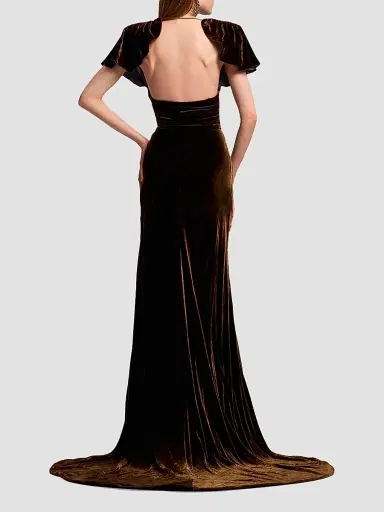 Ralph Lauren Collection Women's Charisse Velvet V-Neck Gown | Thumbnail 3