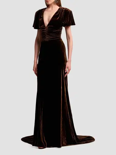 Ralph Lauren Collection Women's Charisse Velvet V-Neck Gown | Thumbnail 5