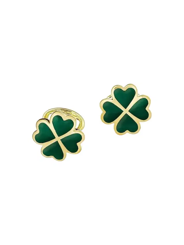 Jan Leslie Men's 18K Gold Vermeil & Green Onyx Clover Cufflinks