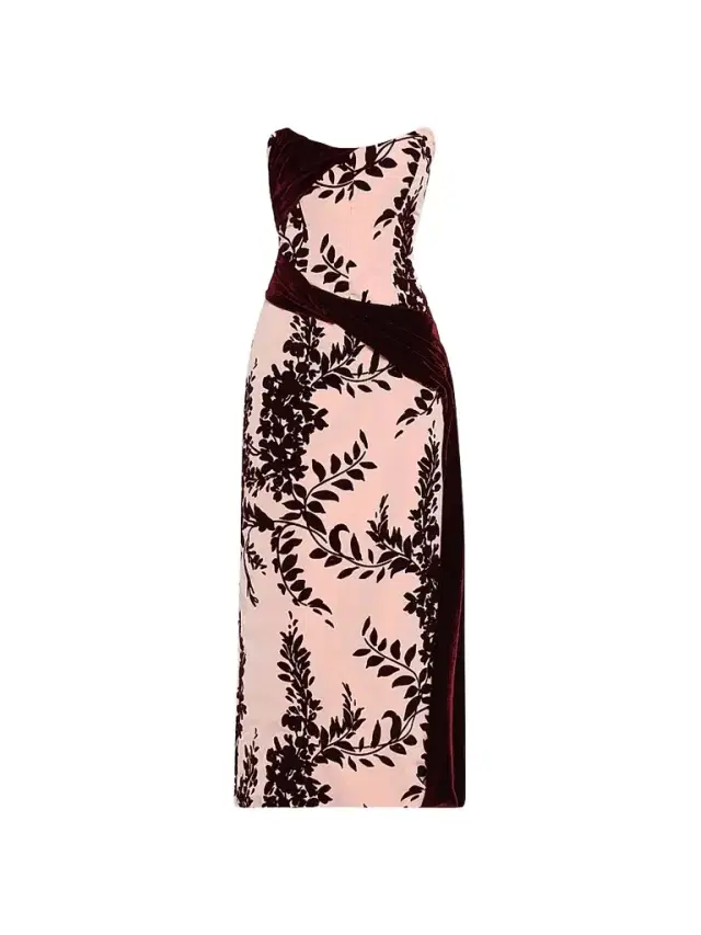 Lela Rose Women's Flocked Taffeta Velvet-Draped Midi Dress