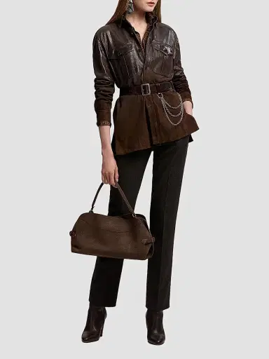Ralph Lauren Collection Women's Landry Distressed Suede Shirt | Thumbnail 2 Ralph Lauren Collection Women's Landry Distressed Suede Shirt | Thumbnail 2