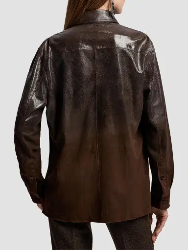 Ralph Lauren Collection Women's Landry Distressed Suede Shirt | Thumbnail 3 Ralph Lauren Collection Women's Landry Distressed Suede Shirt | Thumbnail 3