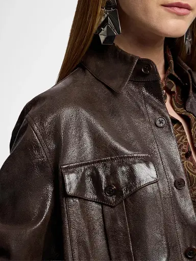 Ralph Lauren Collection Women's Landry Distressed Suede Shirt | Thumbnail 5 Ralph Lauren Collection Women's Landry Distressed Suede Shirt | Thumbnail 5