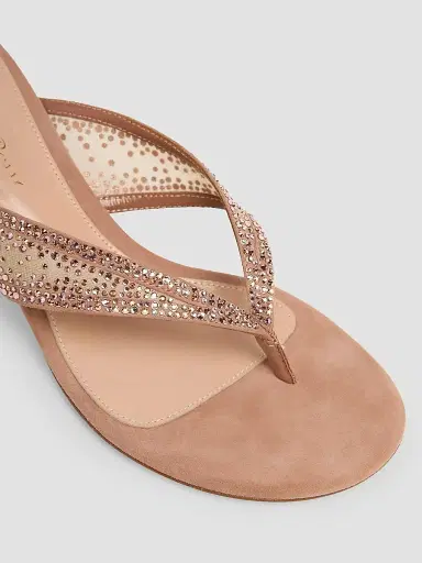 Gianvito Rossi Women's 55MM Crystal-Embellished Suede & Organza Sandals | Thumbnail 3
