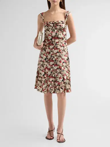 DÔEN Women's Donielle Floral Silk Satin A-Line Dress | Thumbnail 2