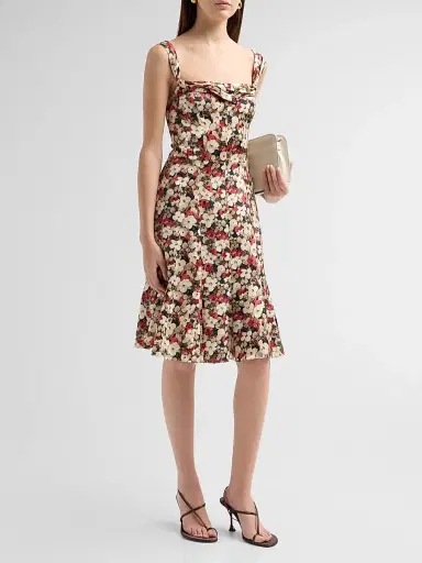 DÔEN Women's Donielle Floral Silk Satin A-Line Dress | Thumbnail 4