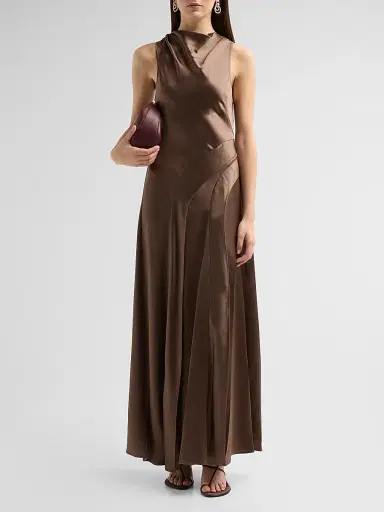ACLER Women's Femme Fatale Lecha Satin Maxi Dress | Thumbnail 2