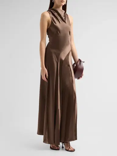 ACLER Women's Femme Fatale Lecha Satin Maxi Dress | Thumbnail 4